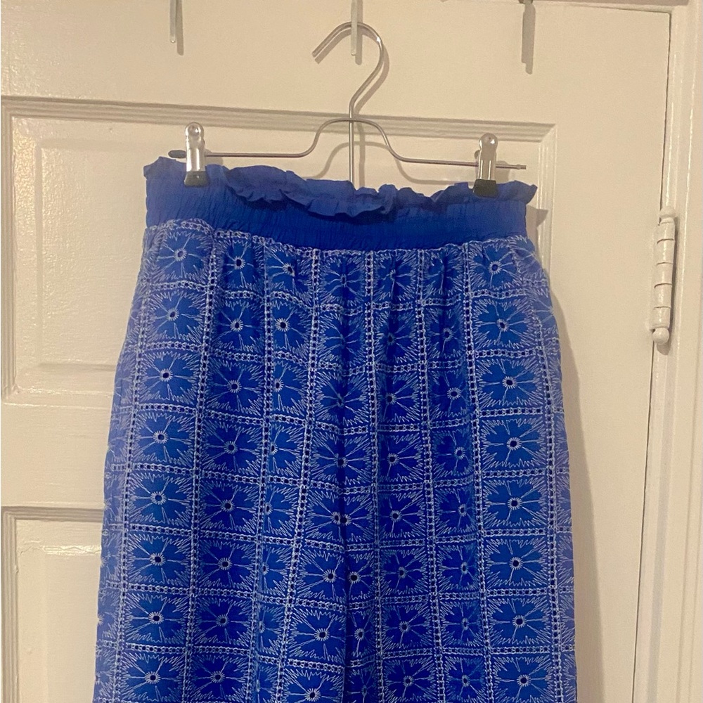 Solitaire Floral Eyelet Embroidered Wide Leg Pant